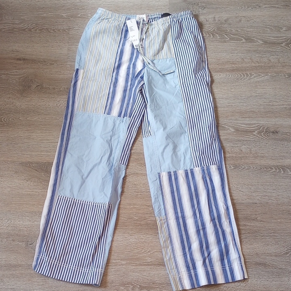 BDG Blue Striped Patchwork Chinos